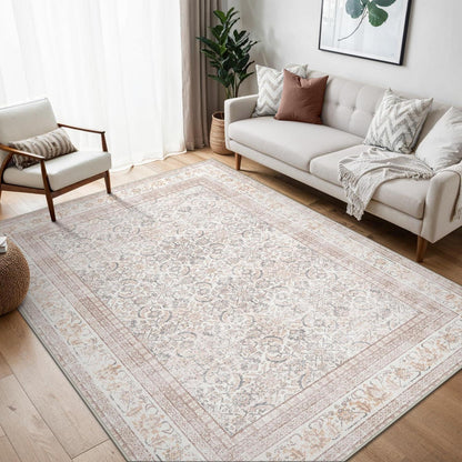Vintage Teppich Wohnzimmer 200x290cm Hellbeige Rechteckig