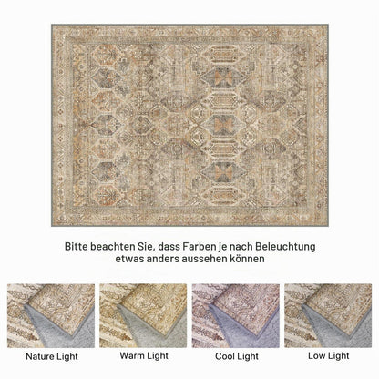 Vintage Teppich Wohnzimmer 200x290cm Hellbraun Rechteckig