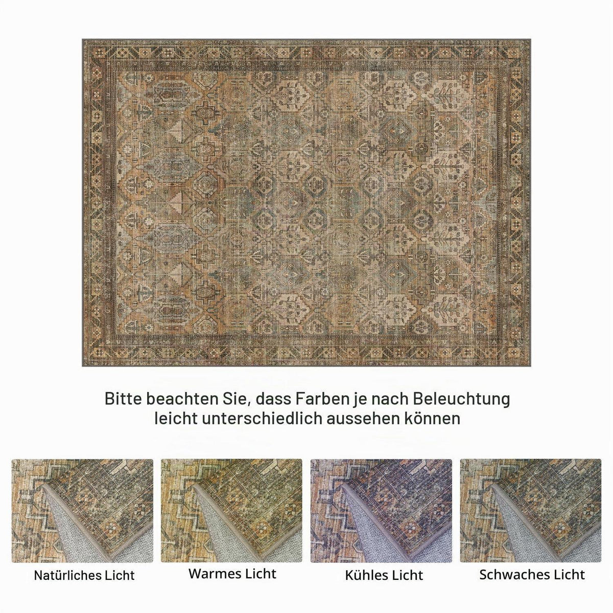 Vintage Teppich Wohnzimmer 150x210cm Dunkelbraun Rechteckig