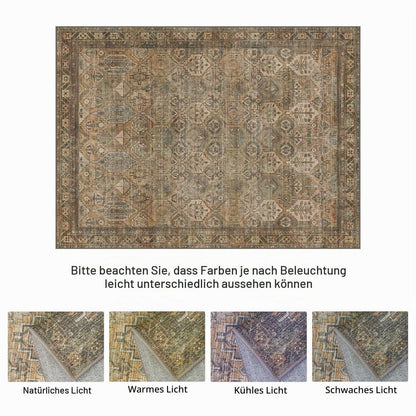 Vintage Teppich Wohnzimmer 150x210cm Dunkelbraun Rechteckig