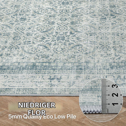 Vintage Teppich Wohnzimmer 200x290cm Hellblau Rechteckig