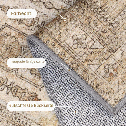 Vintage Teppich Wohnzimmer 160x230cm Hellbraun Rechteckig