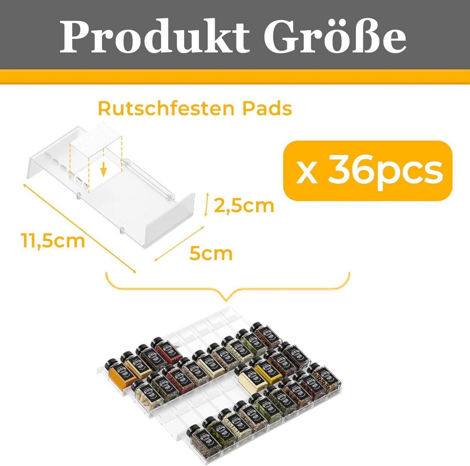 Gewürz Organizer Schublade für Gewürzgläser 36 Stück