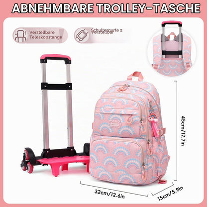 Kinderrucksack mit Rollen Rosa – Schulrucksack Trolley für Mädchen