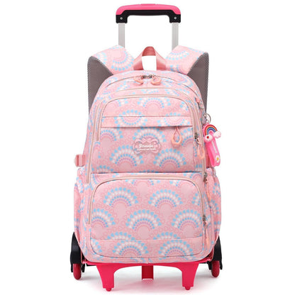 Kinderrucksack mit Rollen Rosa – Schulrucksack Trolley für Mädchen