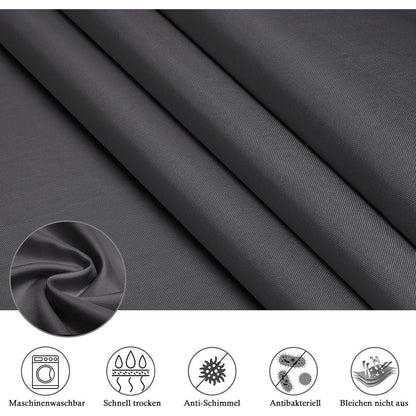Duschvorhang Stoff 200x180 cm Dunkelgrau Wasserdicht mit Ringen