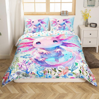 Kawaii Axolotl Bettwäsche Set Kinderzimmer 220x240 cm