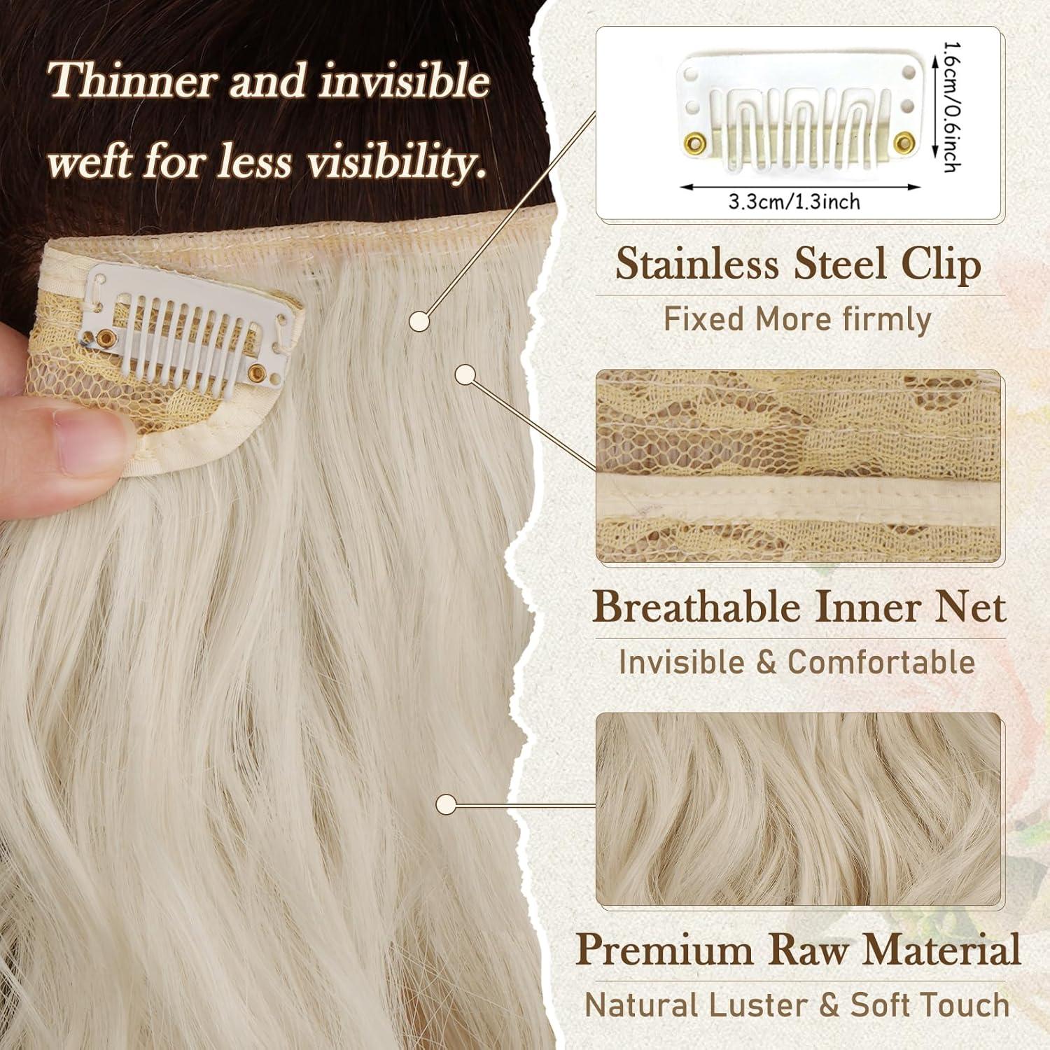 Clip in Extensions Welliges Haarteil 30cm 6PCs Blond Platin