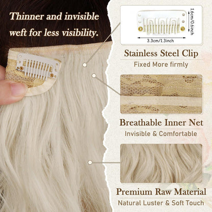 Clip in Extensions Welliges Haarteil 30cm 6PCs Blond Platin