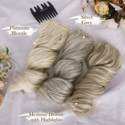 Kurze Wellige Blond Clip-in Extensions 30cm 6PCs Dickes Haarteil - Platin Blond
