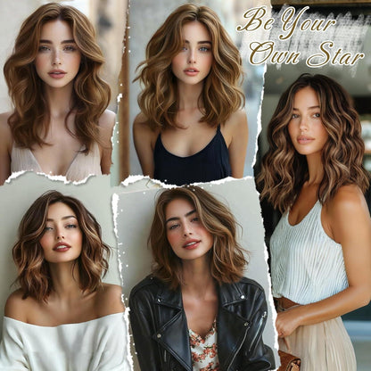 Kurze Wellige Clip-in Haarverlängerung 30cm Braun Honig Blond