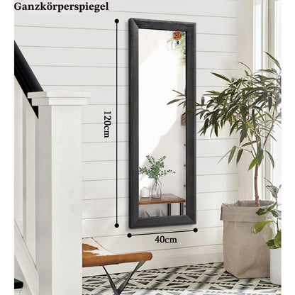 Großer Wandspiegel Holzrahmen 120x40 cm – Schwarz