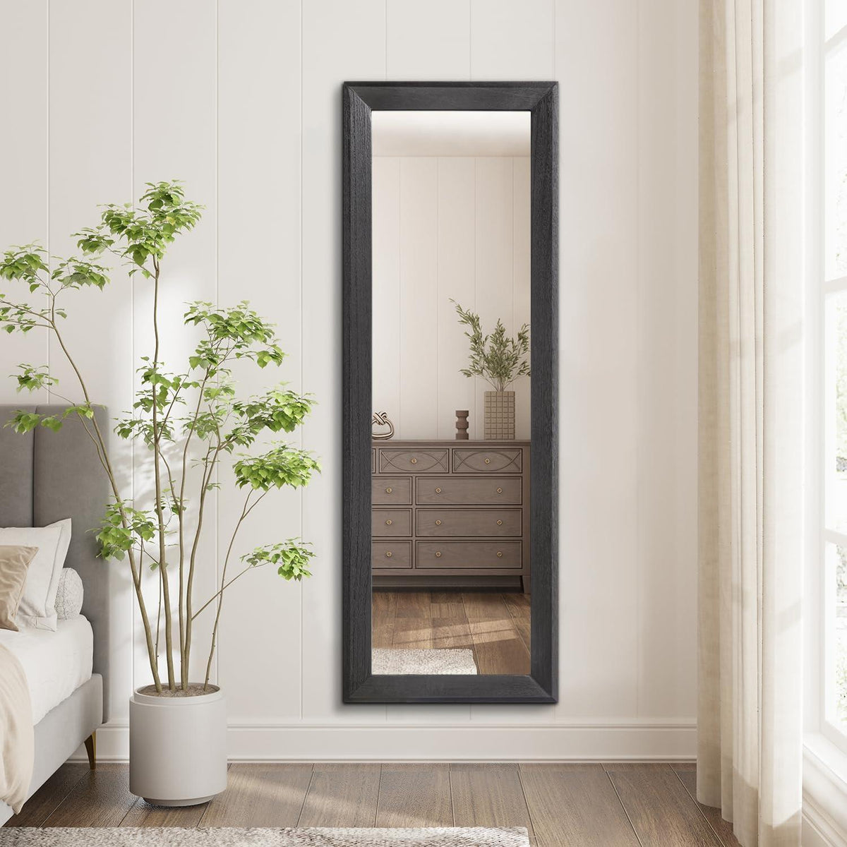 Großer Wandspiegel Holzrahmen 120x40 cm – Schwarz