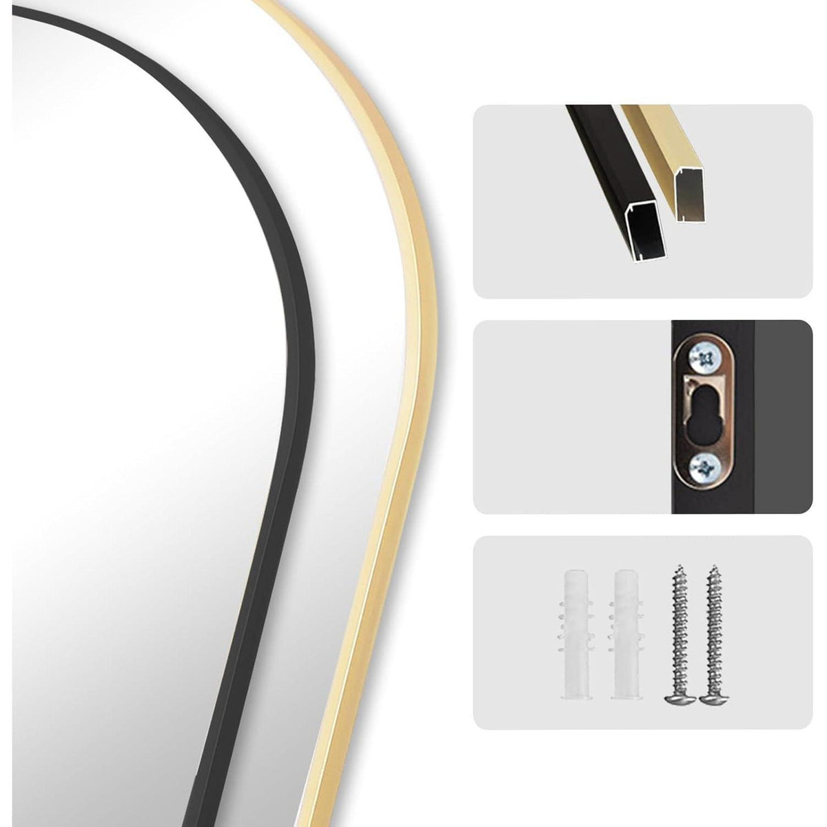 Gewölbter Ganzkörperspiegel 165x60cm – Stehspiegel für Schlafzimmer & Wohnzimmer
