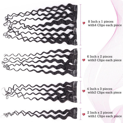Kinky Curly Clip-in Haarverlängerung Echthaar 45cm Schwarz
