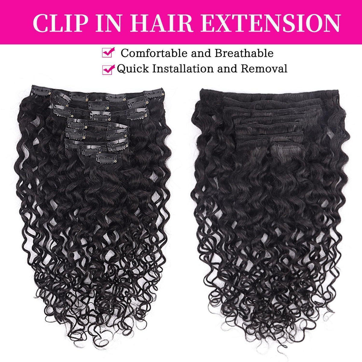 Kinky Curly Clip-in Haarverlängerung Echthaar 50cm Schwarz