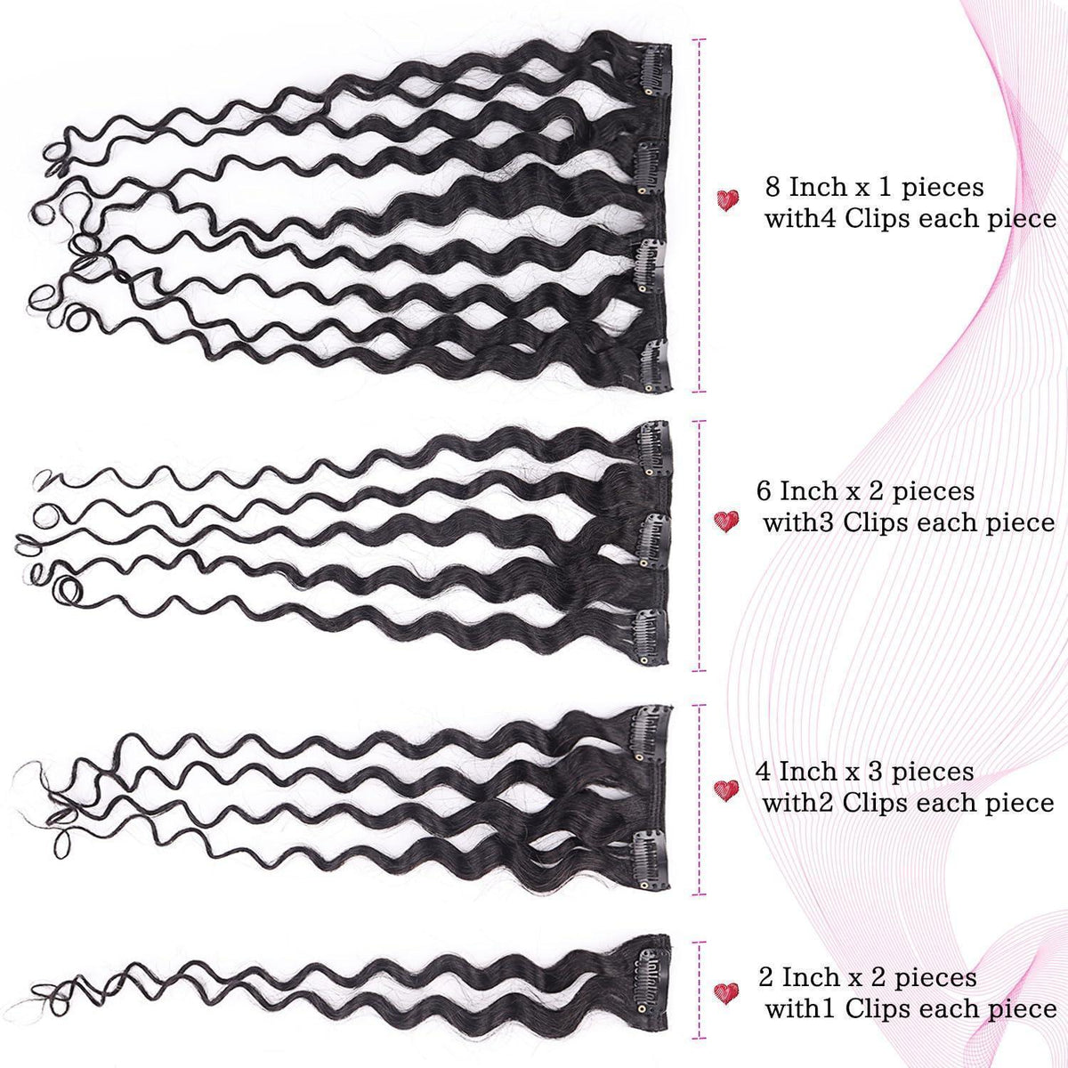 Kinky Curly Clip-in Haarverlängerung Echthaar 50cm Schwarz