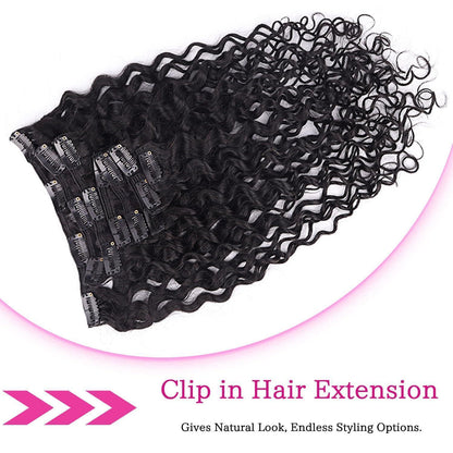 Kinky Curly Clip-in Haarverlängerung Echthaar 50cm Schwarz