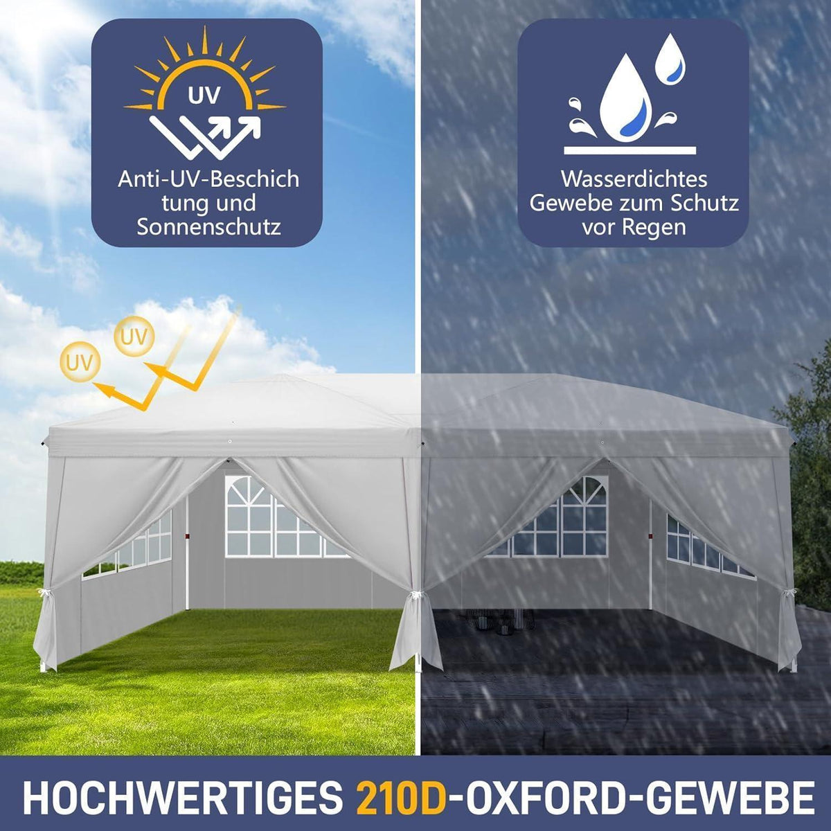 Faltpavillon 3x6m – Wasserdicht & Winterfest für Garten & Party