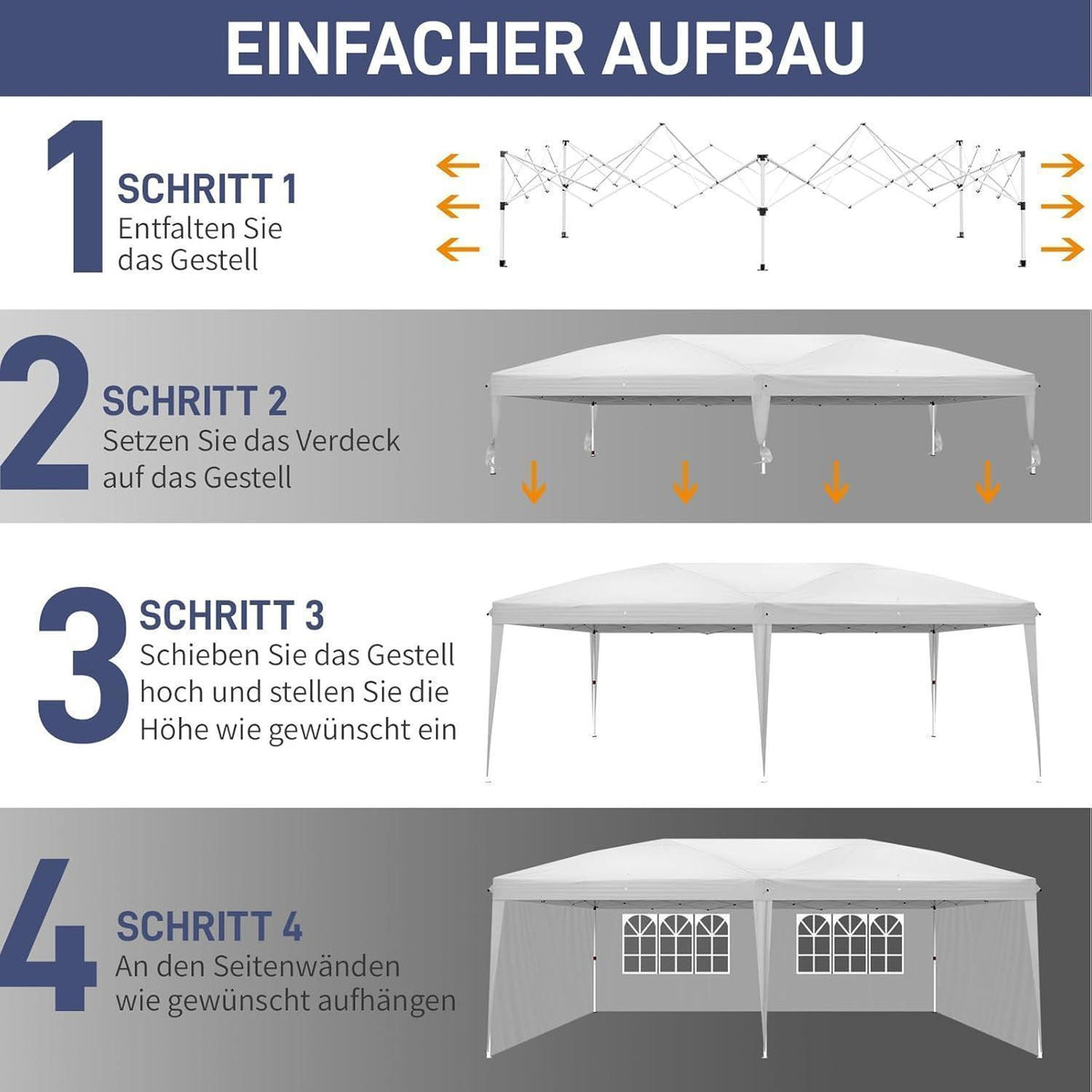Faltpavillon 3x6m – Wasserdicht & Winterfest für Garten & Party