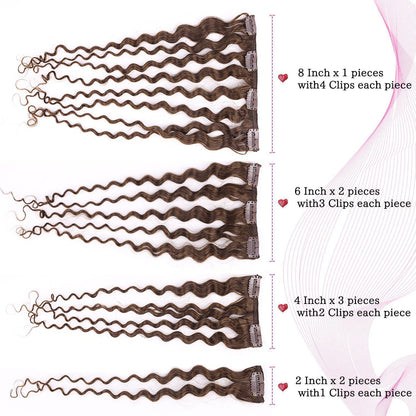 Kinky Curly Clip-in Haarverlängerung Echthaar Dunkelbraun 45cm