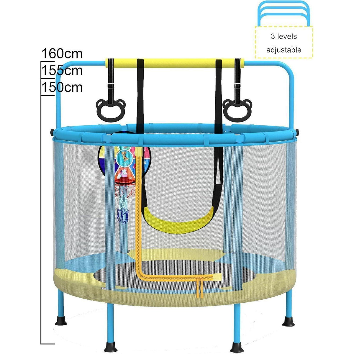 PILIN 4in1 Kindertrampolin mit Zubehör – Gartentrampolin 140cm