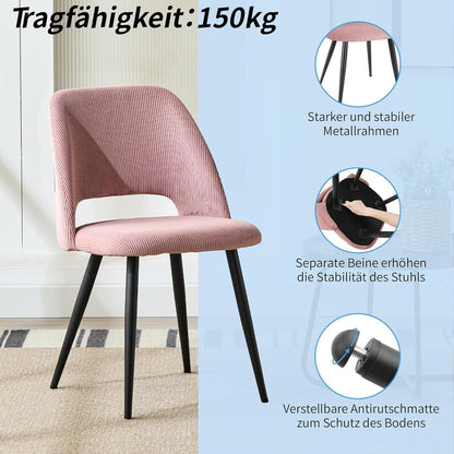 Esszimmerstühle 6er Set, Samt, Rosa – Modern & Komfortabel