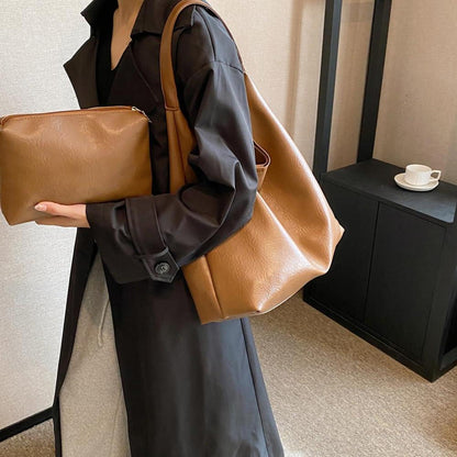 Große PU Leder Handtasche Damen Tote Bag mit Geldbörse
