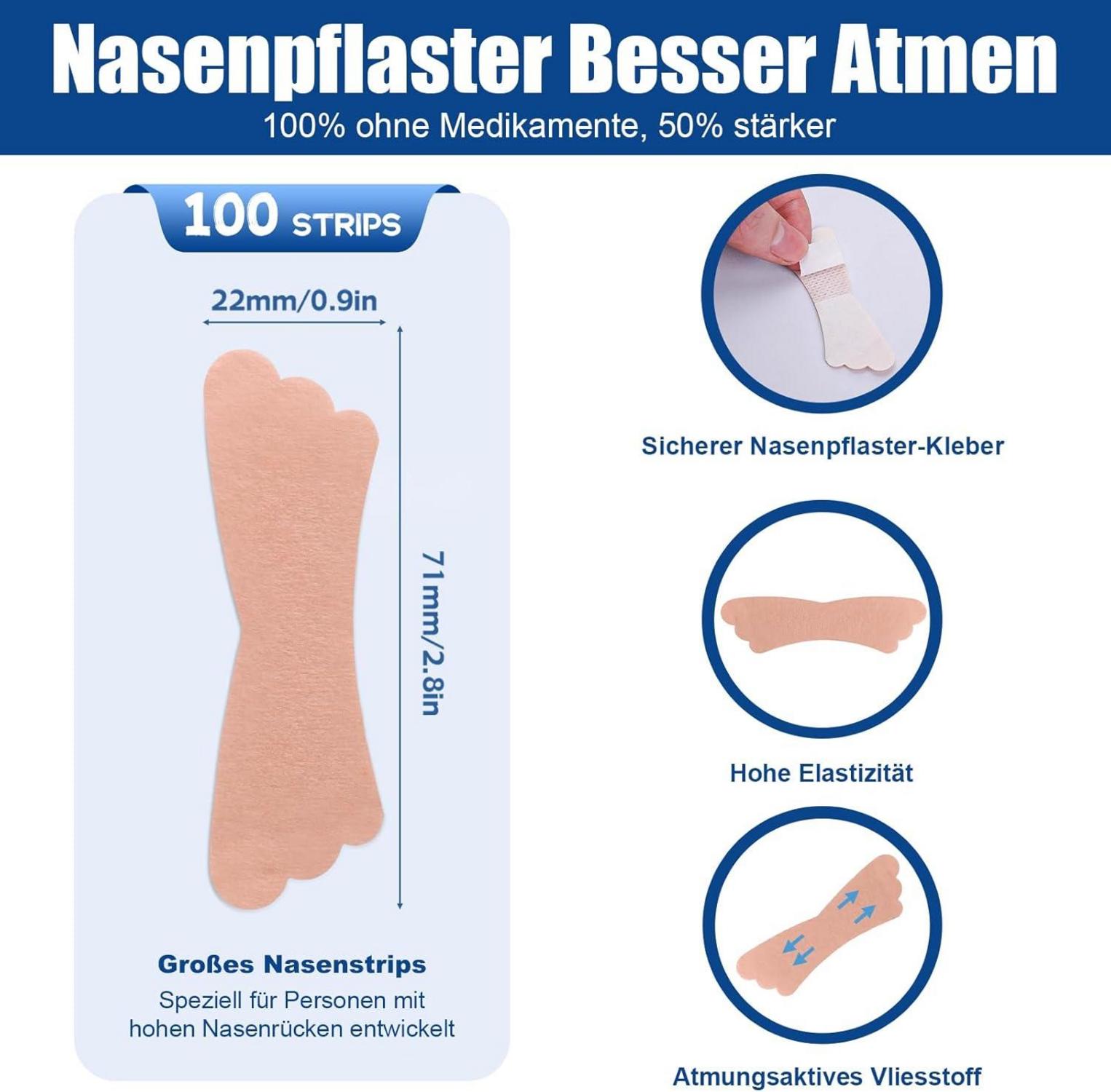 100 Nasenpflaster Schnarchen Nasenstrips Atmen Nose Strips Anti Schnarch Schlaf