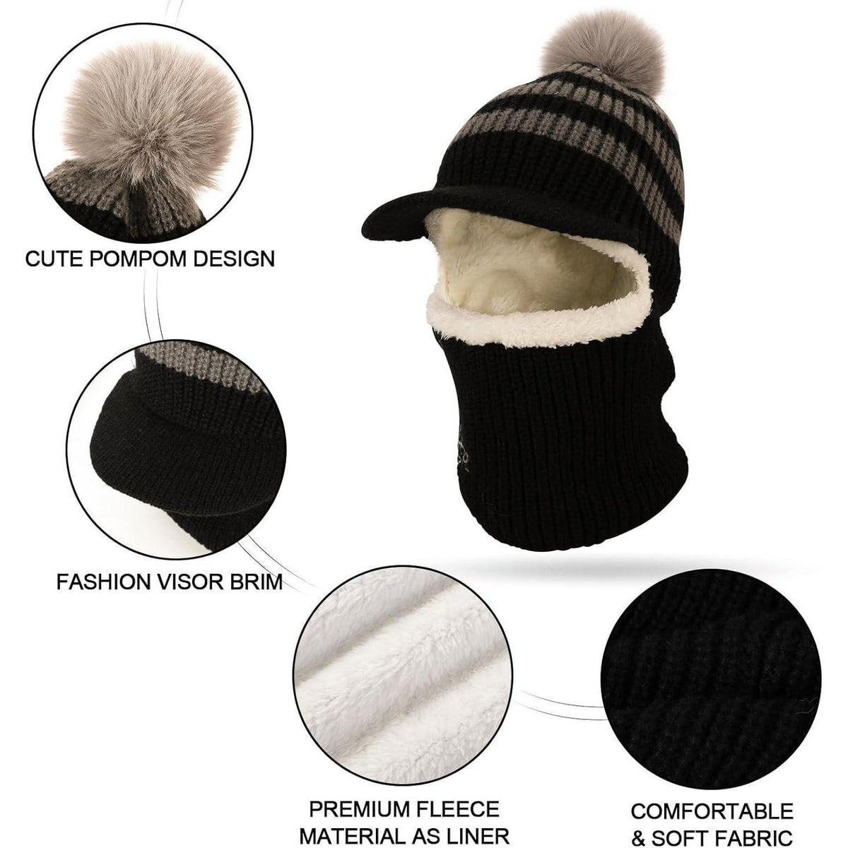 Winter Sturmhaube Kinder Fleece Warm mit Halswärmer 1-5 Jahre