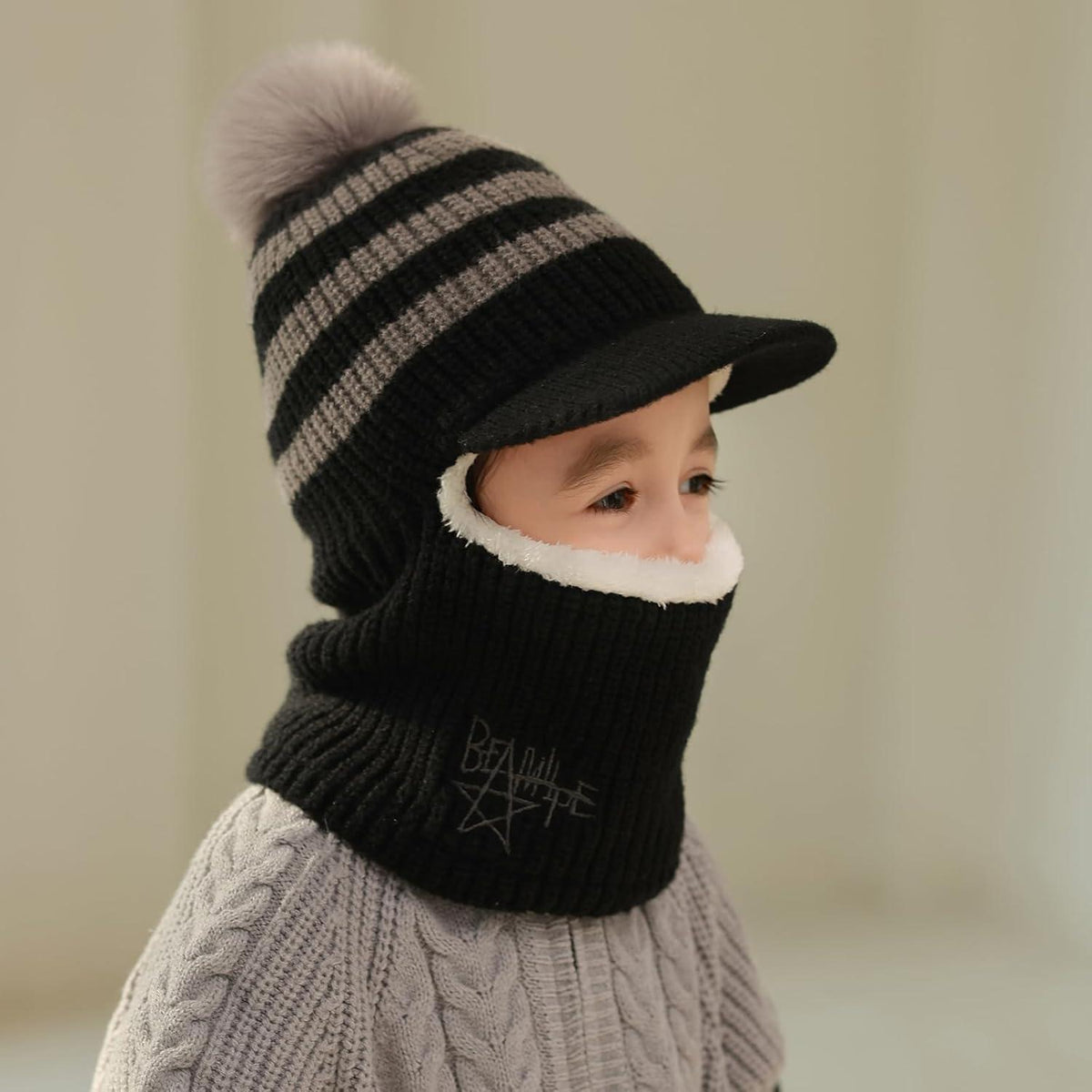 Winter Sturmhaube Kinder Fleece Warm mit Halswärmer 1-5 Jahre
