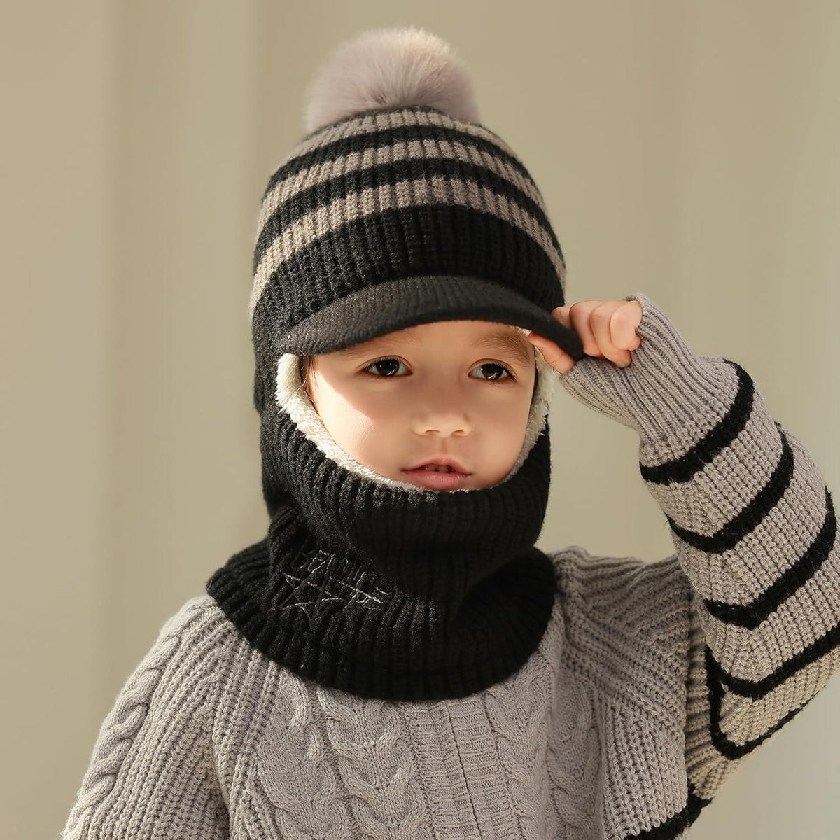 Winter Sturmhaube Kinder Fleece Warm mit Halswärmer 1-5 Jahre
