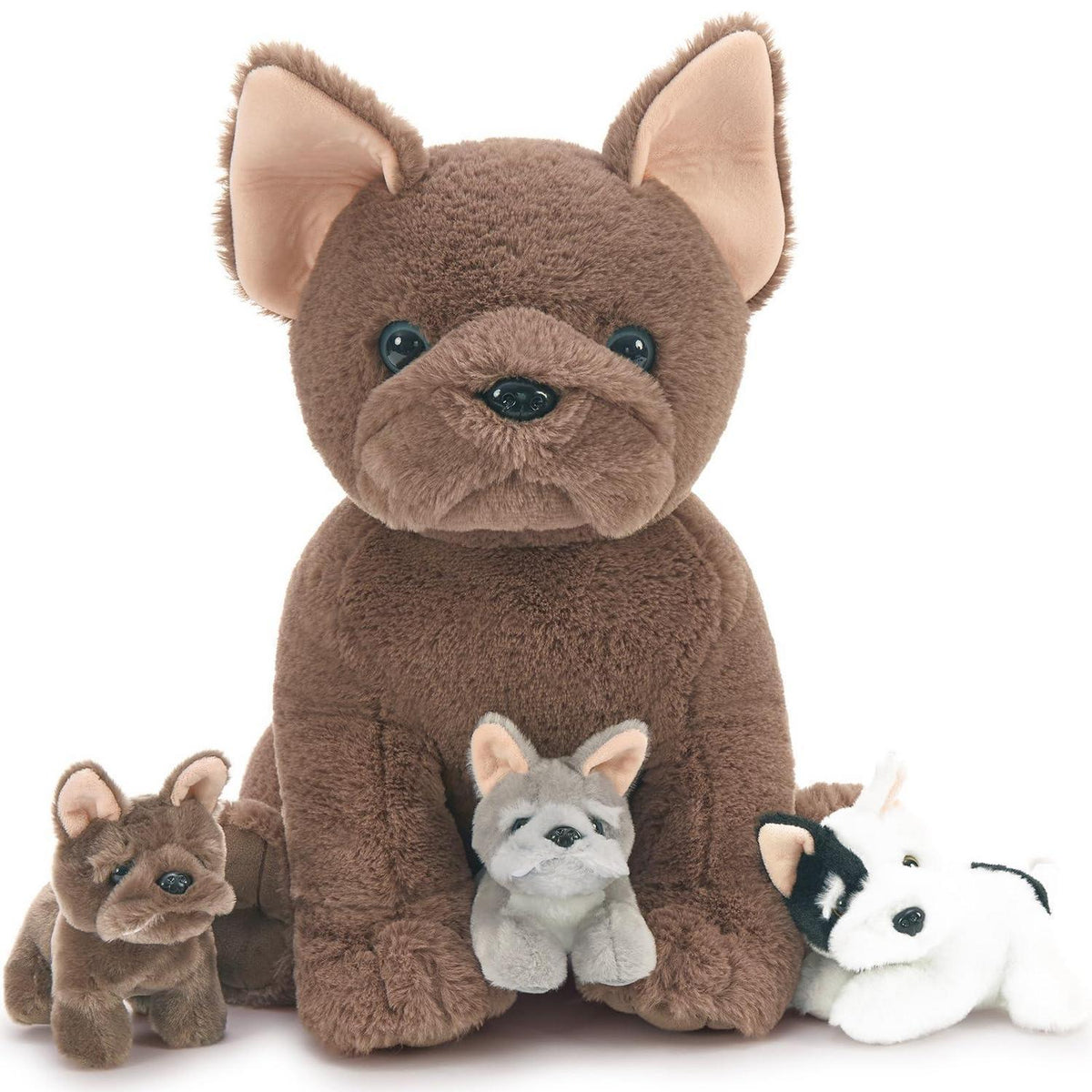XXL Französische Bulldogge Kuscheltier Set mit Babys im Bauch