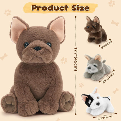 XXL Französische Bulldogge Kuscheltier Set mit Babys im Bauch
