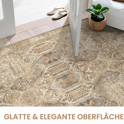 Vintage Teppich Wohnzimmer 150x210cm Hellbraun Rechteckig