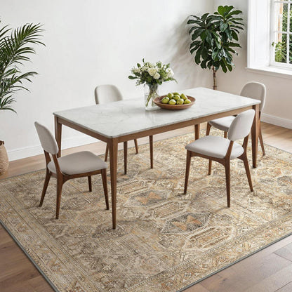 Vintage Teppich Wohnzimmer 150x210cm Hellbraun Rechteckig