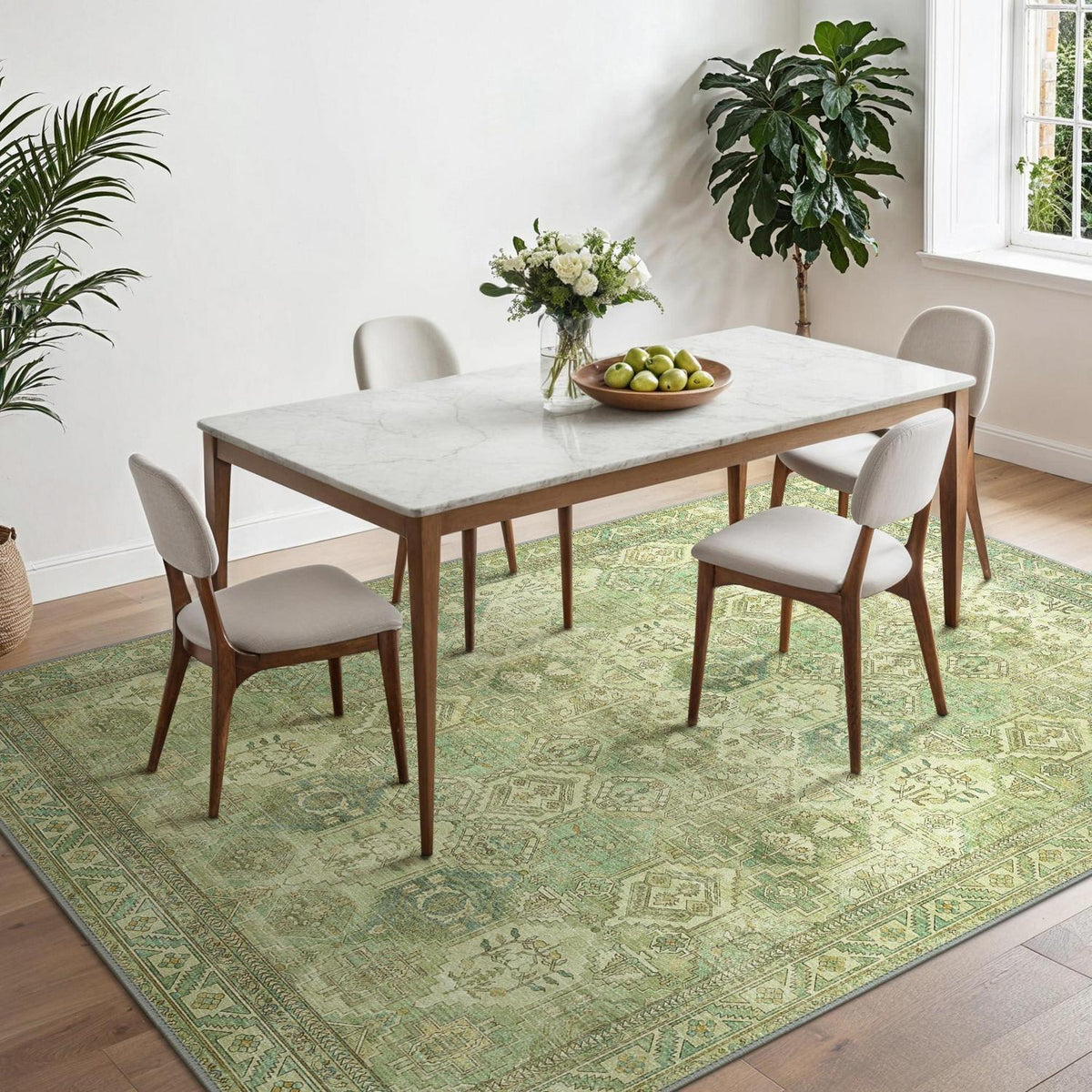 Vintage Teppich Rechteckig 160x230cm - Grasgrün
