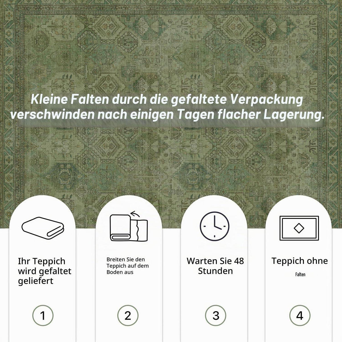 Vintage Teppich Rechteckig 160x230cm - Grasgrün
