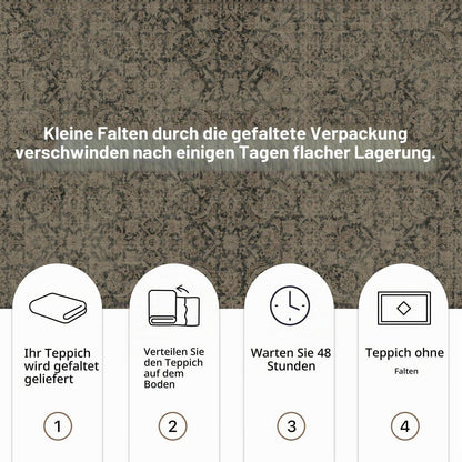 Läufer Flur Vintage 80x300cm – Waschbarer Teppich Hellbraun