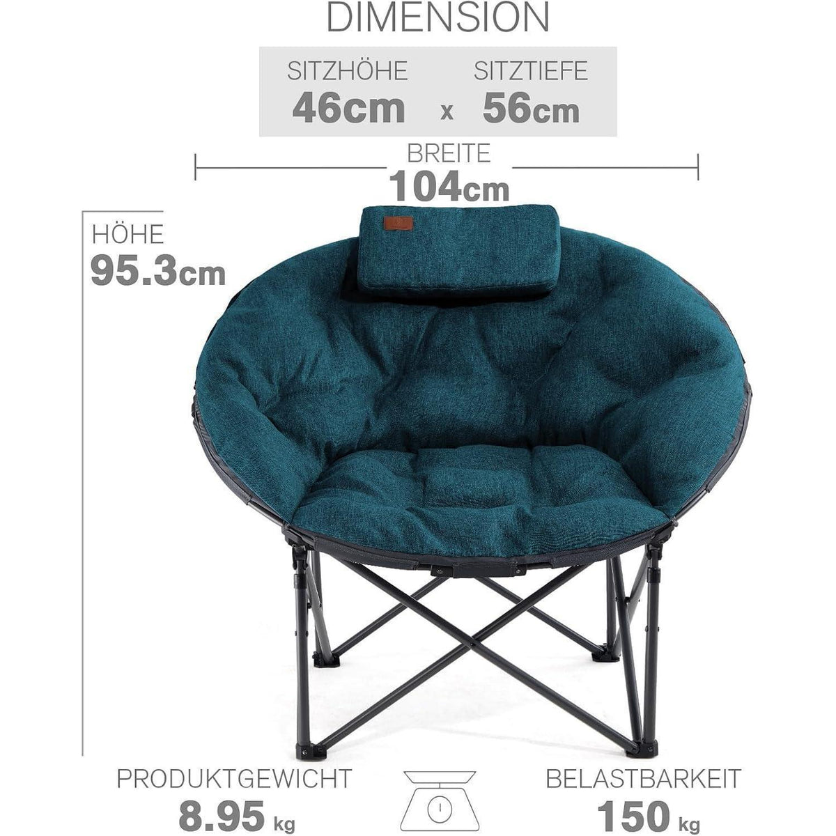 XXL Moonchair Campingstuhl faltbar, 150kg belastbar, grün
