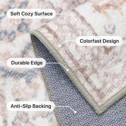Vintage Teppich Wohnzimmer 160x230cm Hellbeige Rechteckig