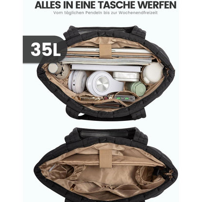 Laptoptasche Damen 17 Zoll Schwarz - Große Arbeitstasche mit