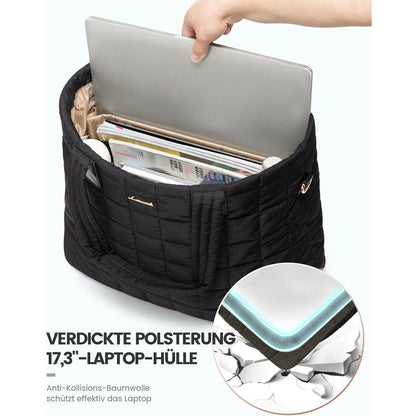 Laptoptasche Damen 17 Zoll Schwarz - Große Arbeitstasche mit