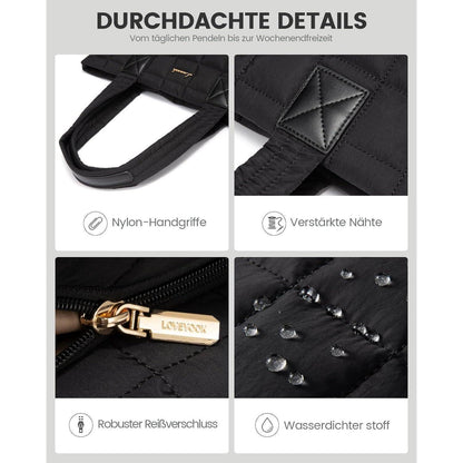 Laptoptasche Damen 17 Zoll Schwarz - Große Arbeitstasche mit