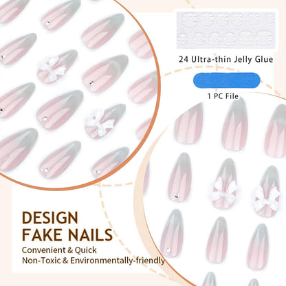 24 Stück Press on Nägel Katzenaugen Design Mittel