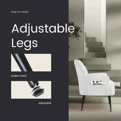 Bequemer Kunstfell Sessel mit Seitentasche – Weiß