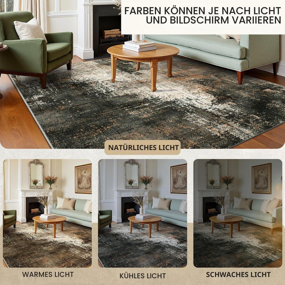Moderner Läufer Teppich 80x200 cm, Rotbraun, Waschbar & Rutschfest