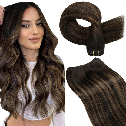 Echthaar Tressen Braun Balayage Ombre 40cm #2/8/2