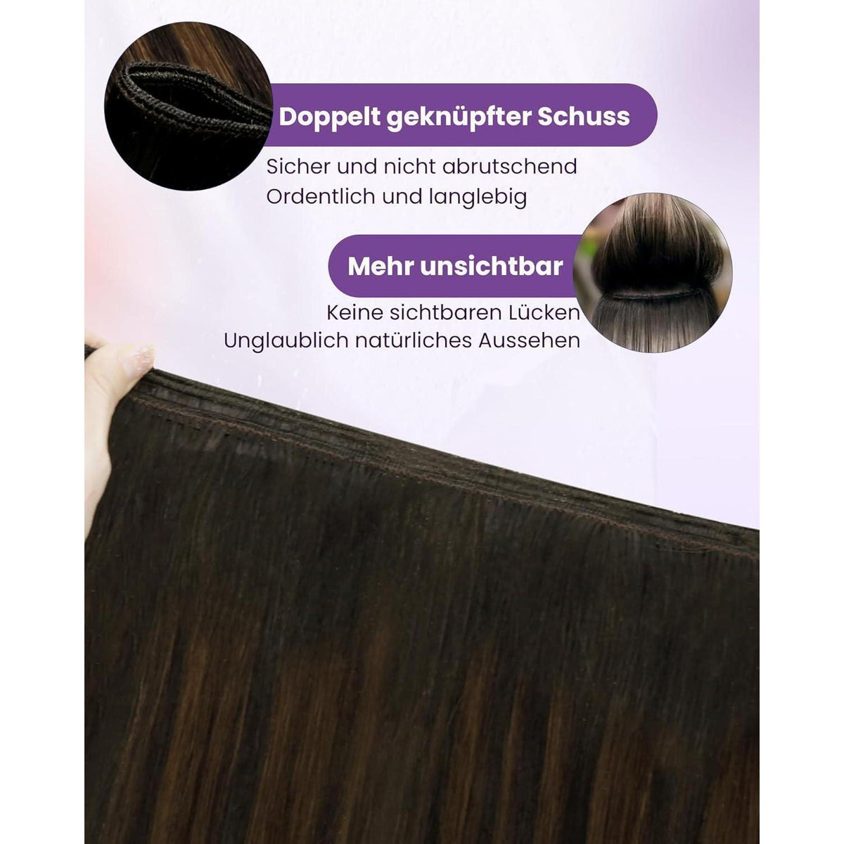 Echthaar Tressen Braun Balayage Ombre 40cm #2/8/2