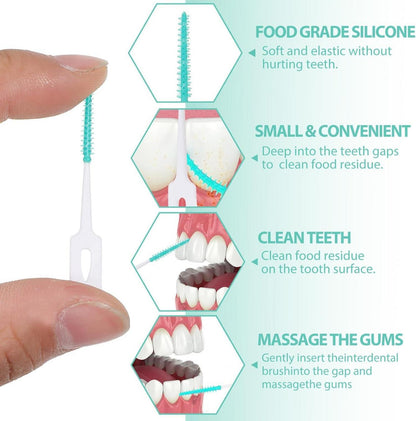 240 Weiche Zahnseide Sticks Interdentalbürsten Einweg Grün